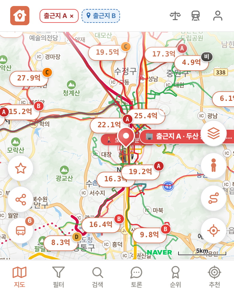 딱집 두산 분당 두산타워 화면
