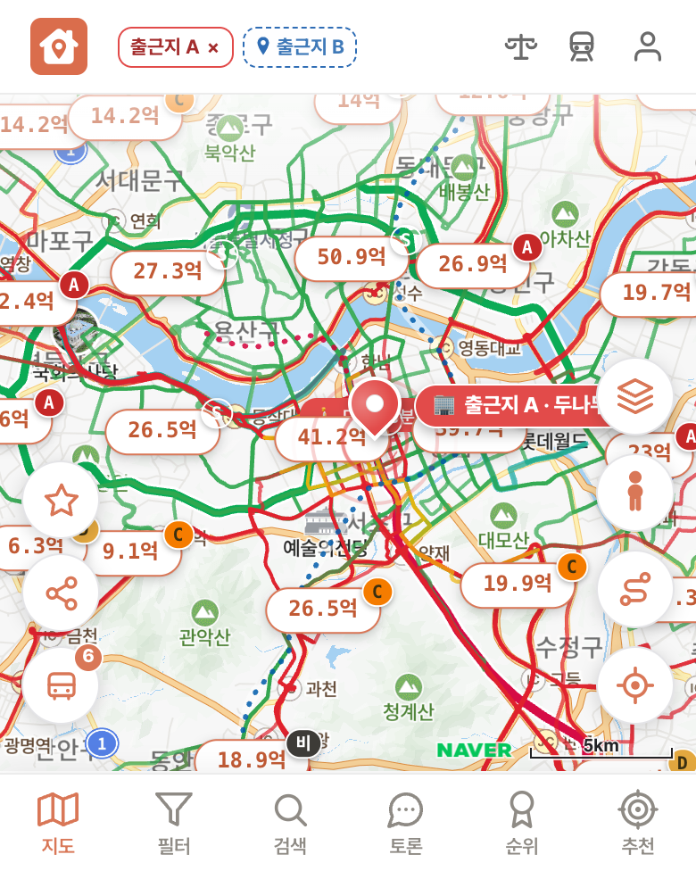 딱집 두나무 역삼 화면